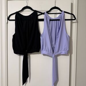 Wilfred Black and Lavender Tie-Front Blouses